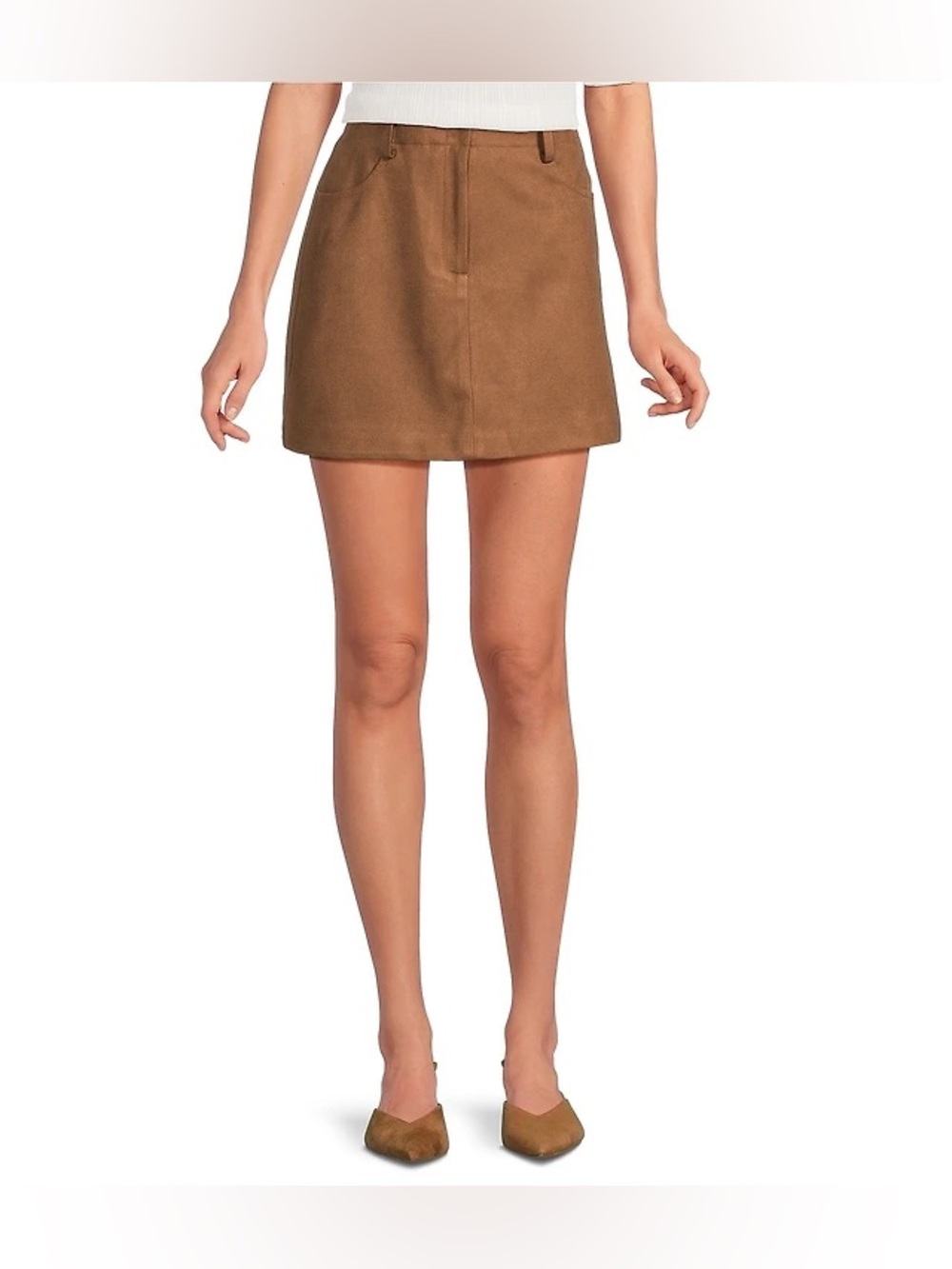 NEW LUCY PARIS Darry Faux Suede Mini Skirt Toffee Brown Sizes M & L